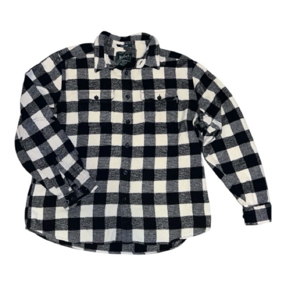 Woolrich Men’s black & cream checkered flannel shirt Oxbow Bend